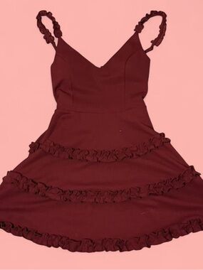 Trixxi Burgundy Ruffle Tiered Sundress